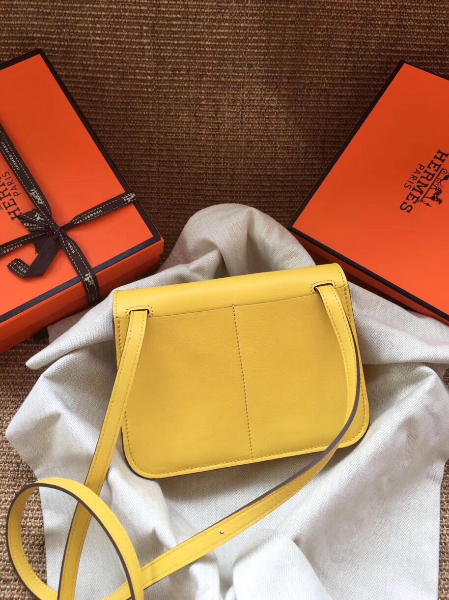 Hermes Mini Halzan 22 Handbag Shoulder Bag In Yellow Swift Leather